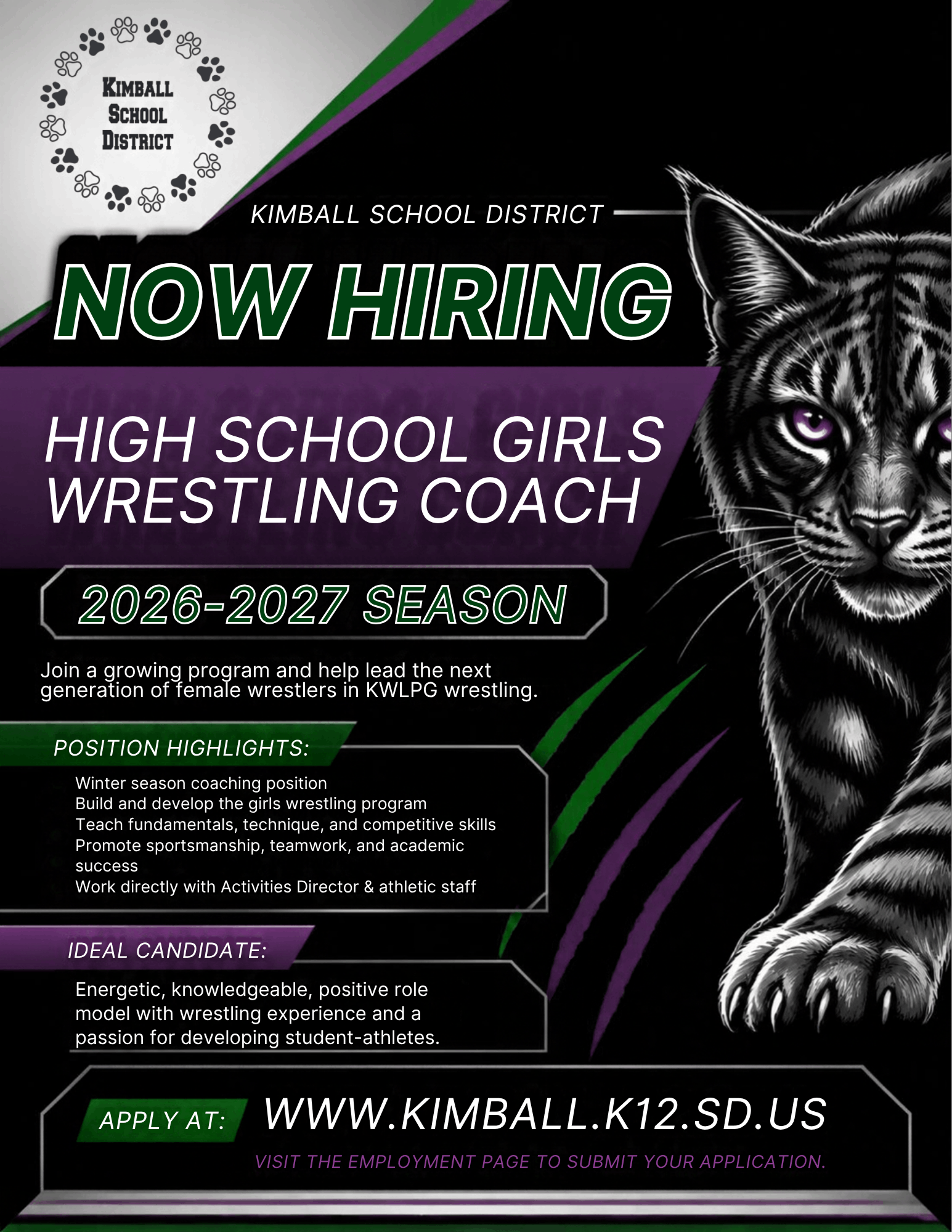 Advertising for Head Girls Wrestling Coach
